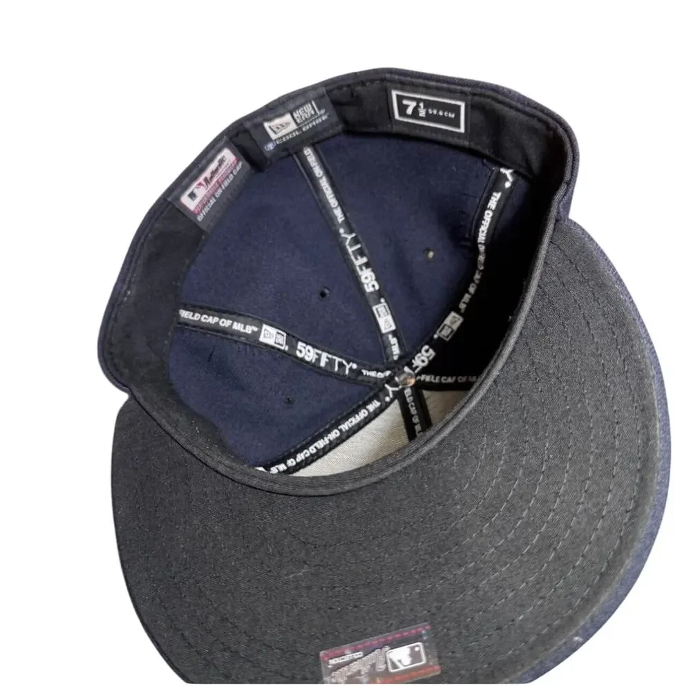 New York Yankees 59FIFTY New Era Fitted Hat 7 1/2 Navy White MLB Baseball